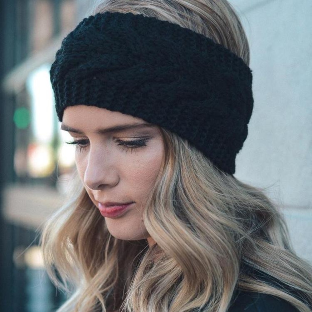 Wool black headband